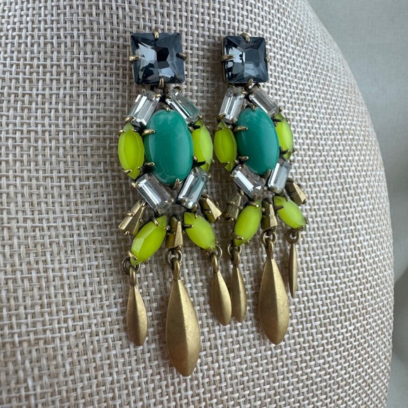 Stella & Dot Jewelry - Stella & Dot Earrings Chandelier Dangle Green Lime Brass Tone Boho brass tone